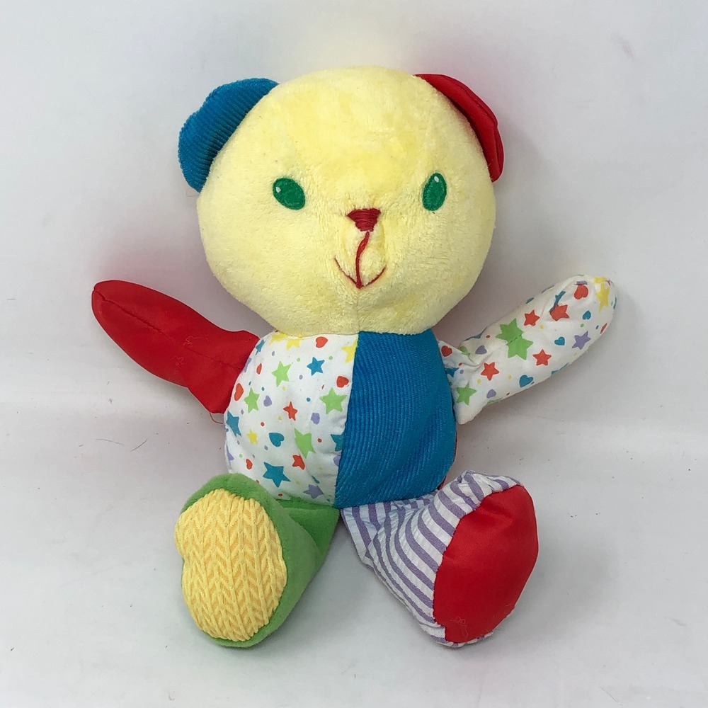 Vintage Playskool Touch Ems Touch N Hug Pet Plush Bear Star Stripe Corduroy